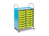 CALLERO DOUBLE COLUMN TROLLEY SET WITH 75MM CASTORS AND 16 SHALLOW TRAYS