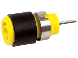 Yellow screw-down socket - for soldering or faston connector