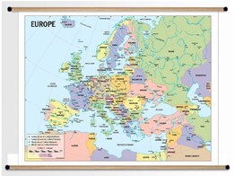 CARTE DE L EUROPE POLITIQUE 170 X 120CM  PLASTIFIEE ET MONTEE